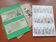 2x banknot 5000 zł. Chopin PRL 2x antyrama A4. 1xWydruk ilustrowany A4