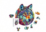 Puzzle drewniane - Wilk, rozmiar A4, M