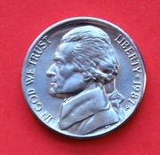 5  Centów  1987  P  -     USA    Mennica P    stan !!
