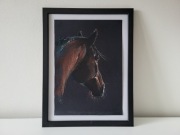 Obraz rysunek pastele koń (32) portret gniadego konia