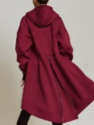 Kurtka długa z kapturem M L bluza streetwear Y2K bordo NOWA