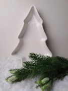 Patera ceramiczna biała choinka
