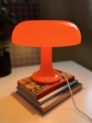 Lampa pomarańczowa stołowa LED retro grzybek, vintage style, space age
