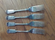 Stare widelce posrebrzane 4szt. Anglia początek XIX w.