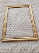 Retro Drewniana duża rama ramka 80 cm x 60 cm x 4 cm w kolorze złotym