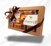 Zestaw prezentowy elegancki BOX - słodycze, herbata