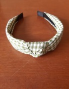 Opaska do włosów supeł węzeł turban - kolor zielony / kratka, kwiatki