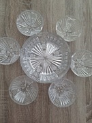 PRL kryształowa salaterka i 6 małych miseczek deserowych