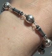 Prześliczna bransoletka PRL srebro 925 kulki i teleskopy 14 g 21 cm dł.