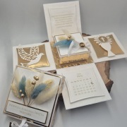 Elegancki ExplodingBox pamiątka kartka premium suszone trawy Chłopiec