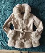 Piękny Płaszcz Futro Płaszczyk z futrem roz. S-M