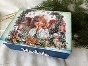 Bombki w pudełku kościółek aniołki komplet decoupage 