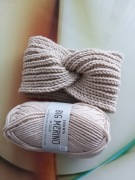 Opaska big merino gruba mięsista 100%wełna z merynosa jasny beż 