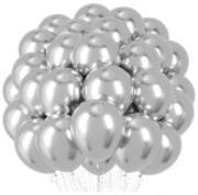 Balony chrom srebrne 12" 30 cm – 50 sztuk – metaliczne, lateksowe, premium