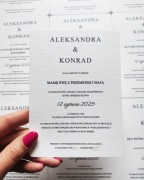 Ślubne zaproszenia jednokartkowe klasyka minimalistyczne