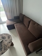 Narożnik 250 cm rozkładany z pojemnikiem brązowy – gwarancja 2027