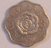 5 centów 1972, 5 rupii 1977 Seszele 