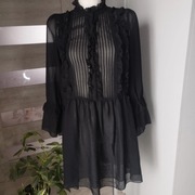 Czarna sukienka ONLY r.36 falbany elegancka zwiewna