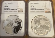 Hulk Thor Tuvalu srebro 1 oz NGC MS 68 1$ Marvel