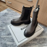 Botki szare skórzane