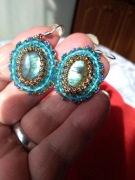 Kolczyki labradoryt niebieskie,beading