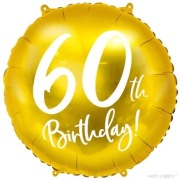 Balon foliowy 60- urodziny 60th Birthday na hel 45cm 