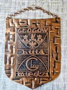 Miedziany ryngraf proporczyk pamiątka z PRL-u Huta Miedzi Głogów