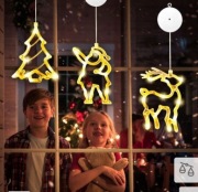 ZESTAW 3X ŚWIECĄCE DEKORACJE ŚWIĄTECZNE OZDOBY LAMPKI ŚWIĄTECZNE  NA OKNO.