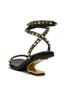 Sandały unikatowe złote ćwieki nity dziwny  złoty obcas koturn roz.39