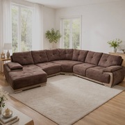Narożna kanapa w kolorze brązowym 