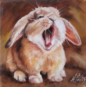 A.Giża KRÓLIK obraz olejny 20/20 cm 