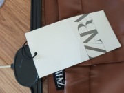 Spodnie Zara brązowe czekoladowe skórzane skóra ze skóry a la skora XL42 32