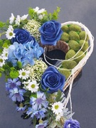 Stroik na grób pomnik wiązanka sztuczne kwiaty dzień babci dziadka serce