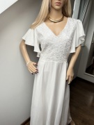 Biała Sukienka na Wesele rozmiar L-XL, Elegancka Stylowa old money lato