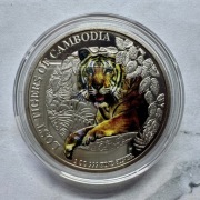 Moneta Królestwo Kambodży 3000 Riels Tygrys 2024 r. kolorowana