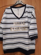 Bluza Megi sm biała, granatowe pasy