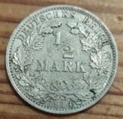 Niemcy - 1/2 Marki 1914 srebro