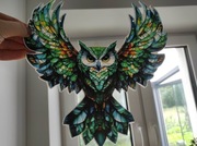 Duży nowy witraż witrażyk dekoracja okienna sowa 