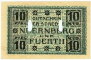 NUERNBERG u. FURTH 10 Mk. 23.10.1918 - rzadkość - piękny