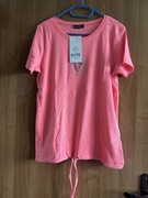 Bluzka damska neon róż, ELITE, prążek, rozm. uniwersalny, krótki rękaw 
