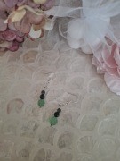 Kolczyki handmade srebro z naturalnych kamieni  szmaragd awenturyn