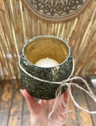 Świeca świeczka duża zielona green błyszcząca cekiny elegancka