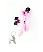 Mały lekki różowy pas cnoty chastity cage 5 oringów + inverted plug