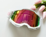 Nowe gogle narciarskie snowboardowe białe chrome 