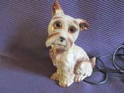 VINTAGE  PORCELANOWY"PIESEK"  RARYTAS  LAMPKA CZASY PRL         