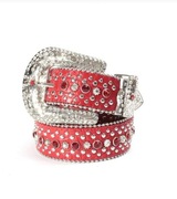 Czerwony pasek w stylu y2k z kryształkami 