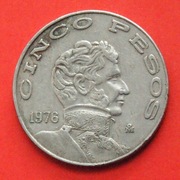 5 Peso  1976 r -  Meksyk Prezydent Guerrero   stan !!!