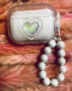 Etui AirPods Pro 2, Pudrowe serce, transparentne