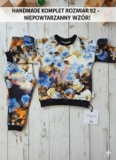 Uroczy zestaw dla dziewczynki handmade nowy dres komplet  wzór kwiatowy