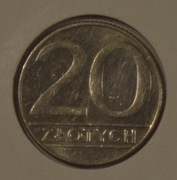 Moneta 20 zł 1990 rok. Nie czyszczona 